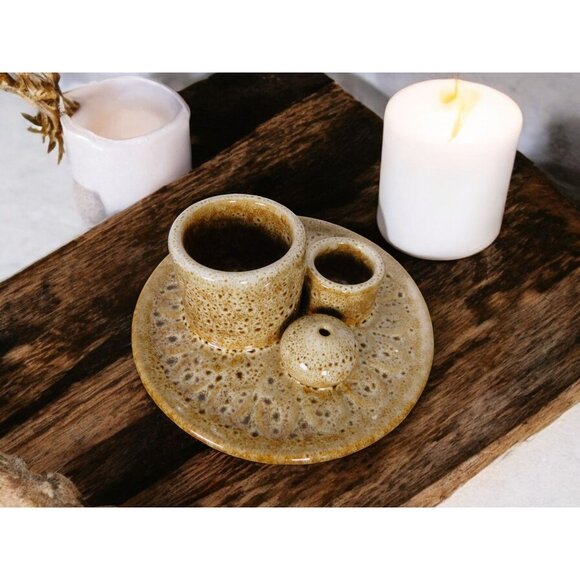 Rustic Ceramic Incense Holder Ash Catcher Altar Sage Smudge Bowl - Picture 4 of 10